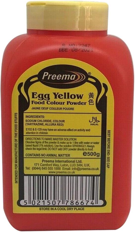 PREEMA EGG YELLOW FOOD COLOUR POWDER 20X500GM - (V20)