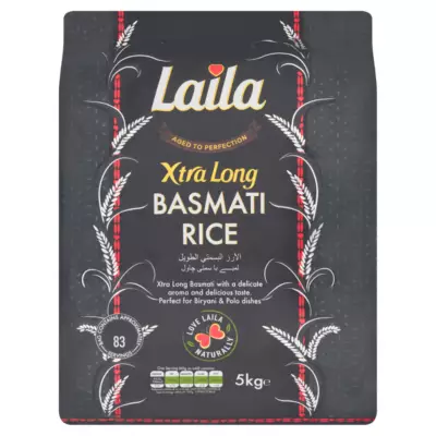 LAILA EX-LONG GRAIN BASMATI RICE 5KG PM-£9.99