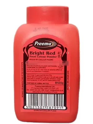 PREEMA BRIGHT RED FOOD COLOUR POWDER 500GM - (V20)
