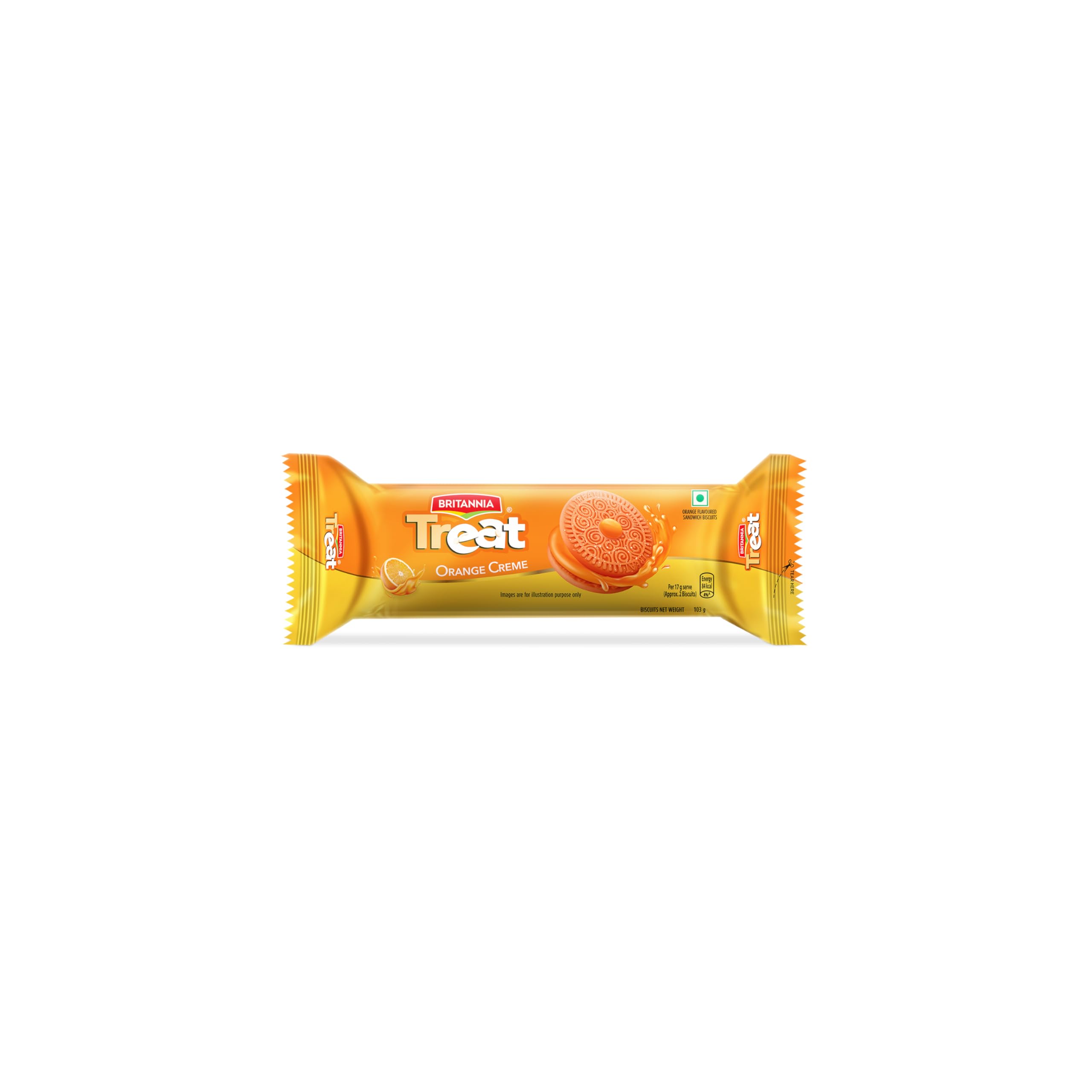 BRITANNIA TREAT ORANGE SANDWICH BISCUITS 100GM