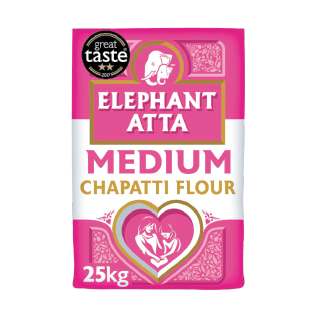 ELEPHANT ATTA MEDIUM  (CHAPATTI FLOUR) 25KG PM-&pound;18.29