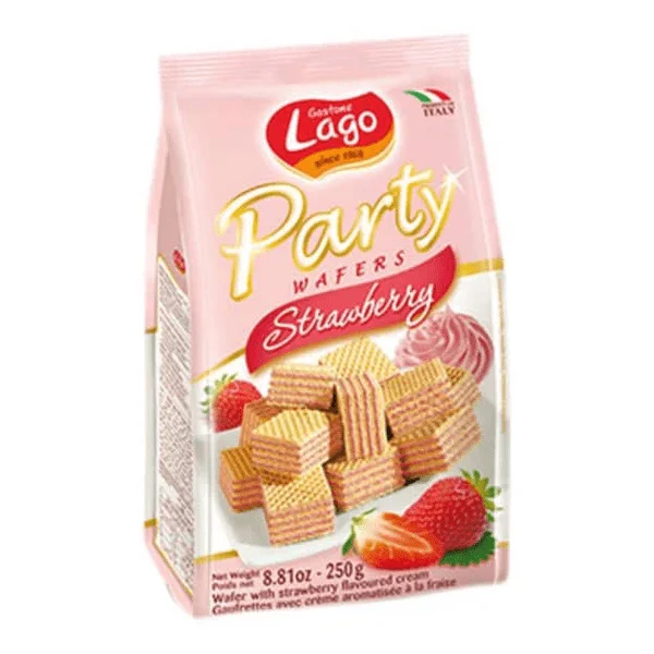 LAGO PARTY WAFERS STRAWBERRY 250G (UNIT)
