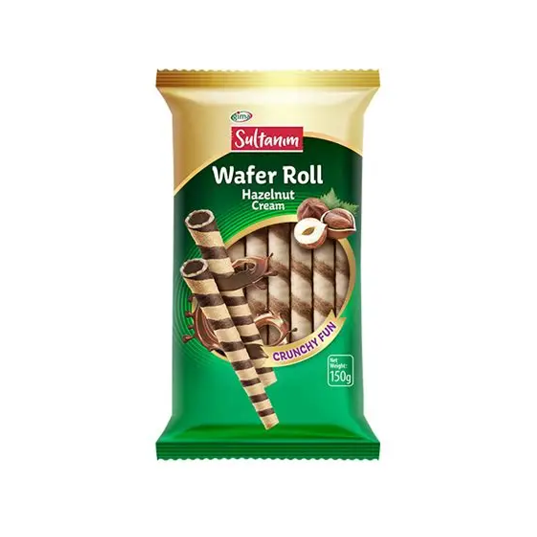 	SULTANIM HAZELNUT CREAM WAFER ROLLS 16X150GM