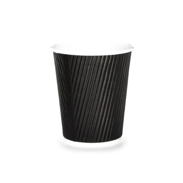 VESTRO 8oz BLACK RIPPLE CUPS 24/25PC  - (V20)